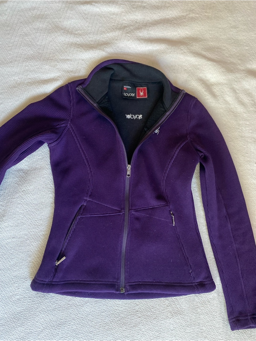 Spyder Structured Purple Fleece Lined Jacket with Zipper Pockets size SP